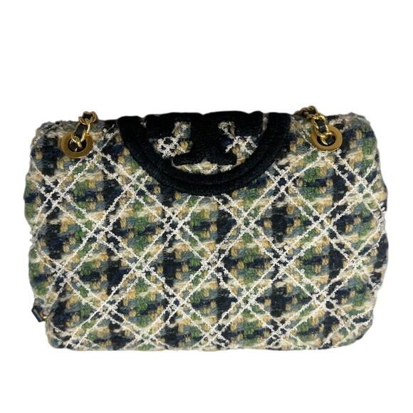 Tory Burch green multi soft fleming tweed convertible shoulder crossbody bag - Picture 2 of 8
